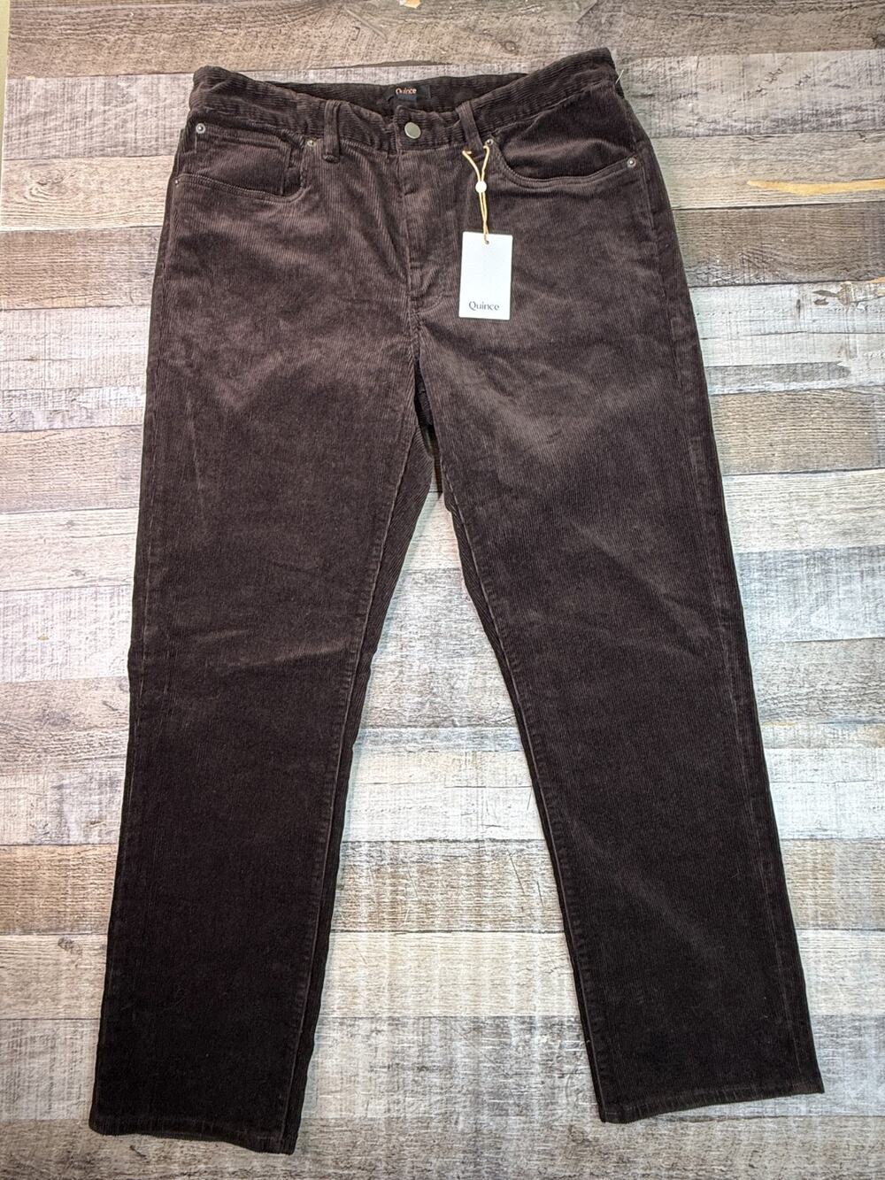NEW Quince Mens 34x30 Organic Stretch Corduroy 5-Pocket Pants Espresso Brown